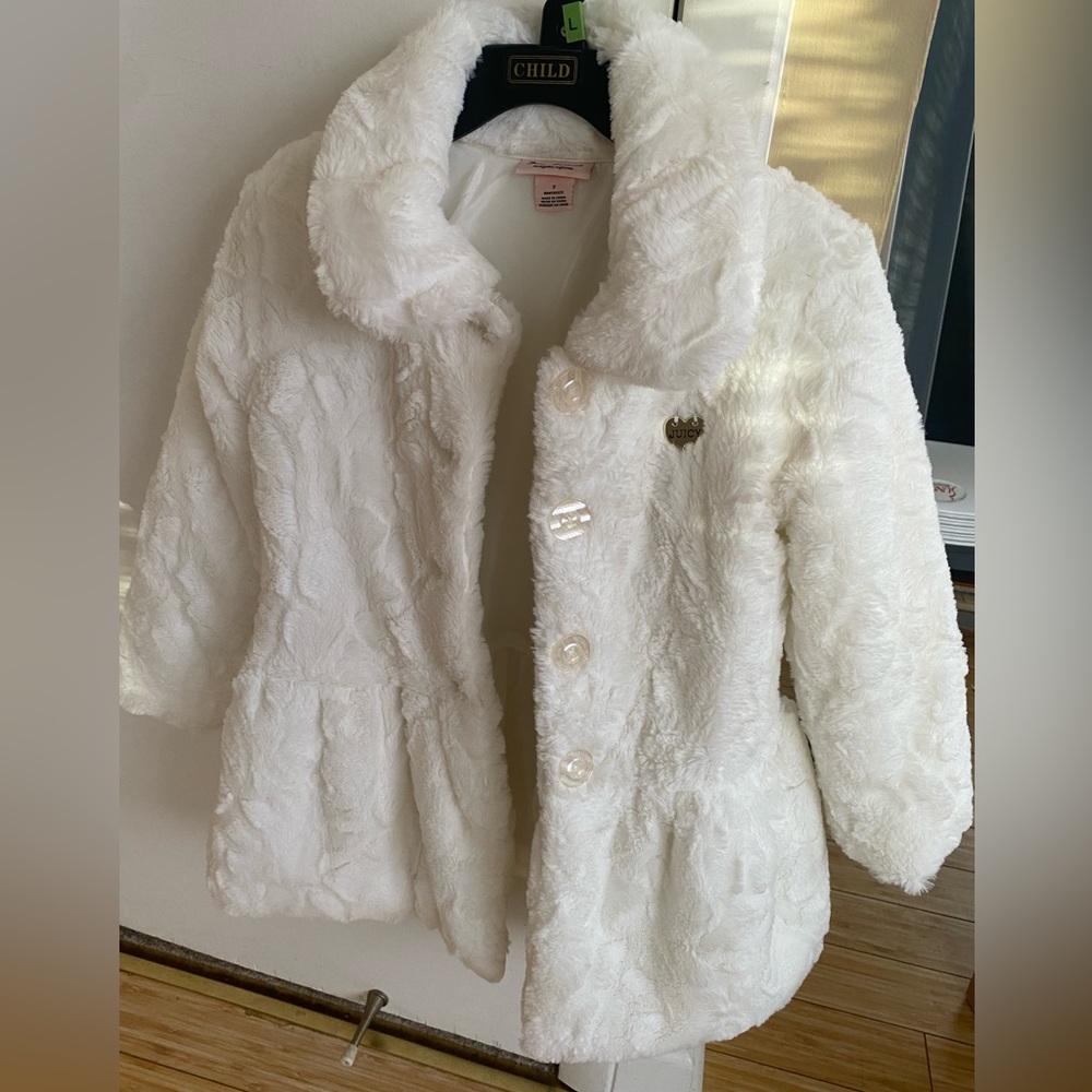 Girls size 7 faux fur coat